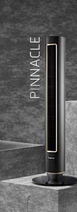Lasko Pinnacle DST100 tower fan, black with bronze trim, from the Summit Series press image