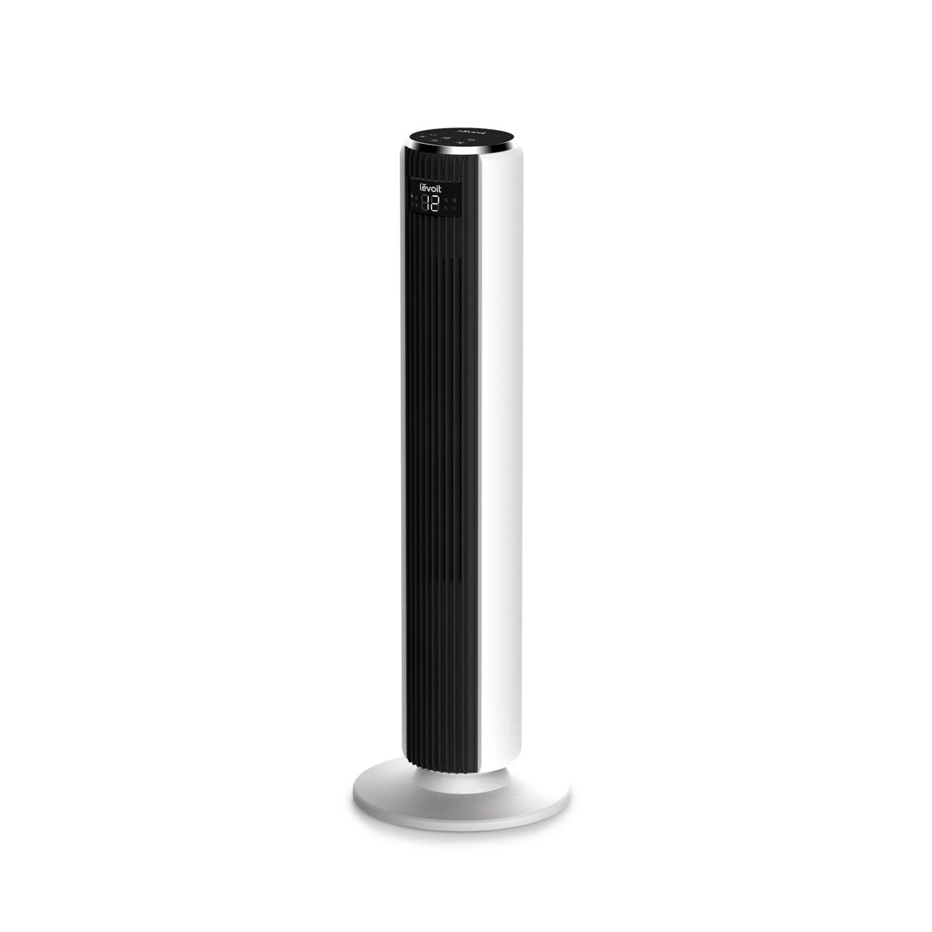 Levoit Classic 36 tower fan, white with black grille, on a plain background