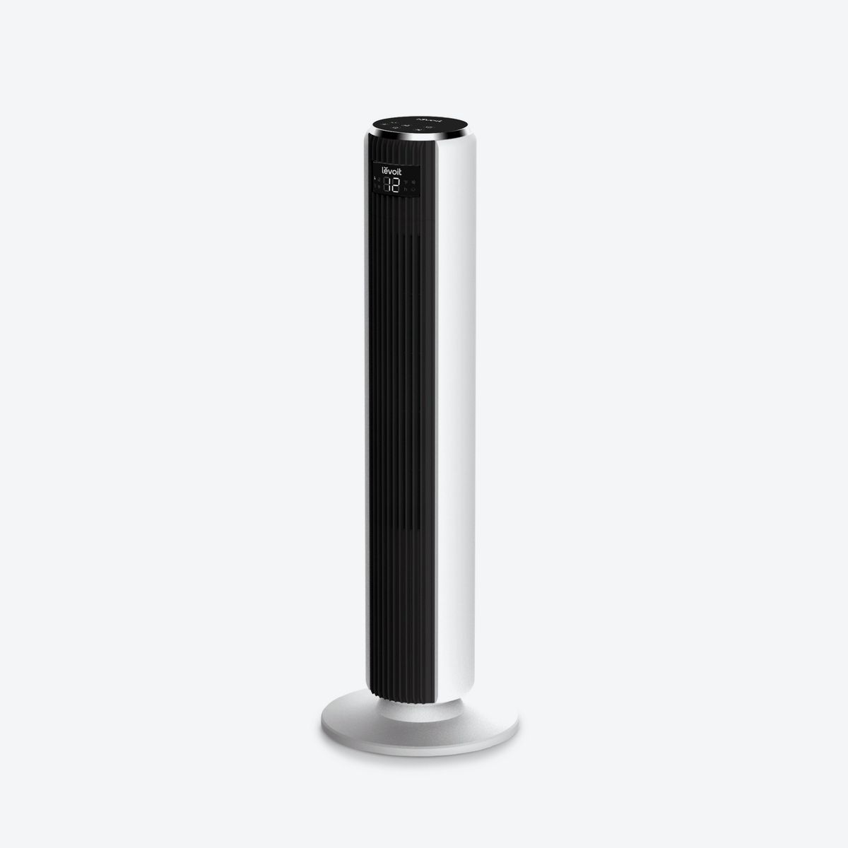 Levoit Classic 36 tower fan, white with black grille, on a plain background